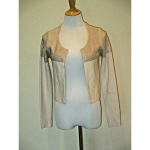REISS Wallis Foil Print Crop Cardigan Blush Pink Wool Blend- Size Small- NWT